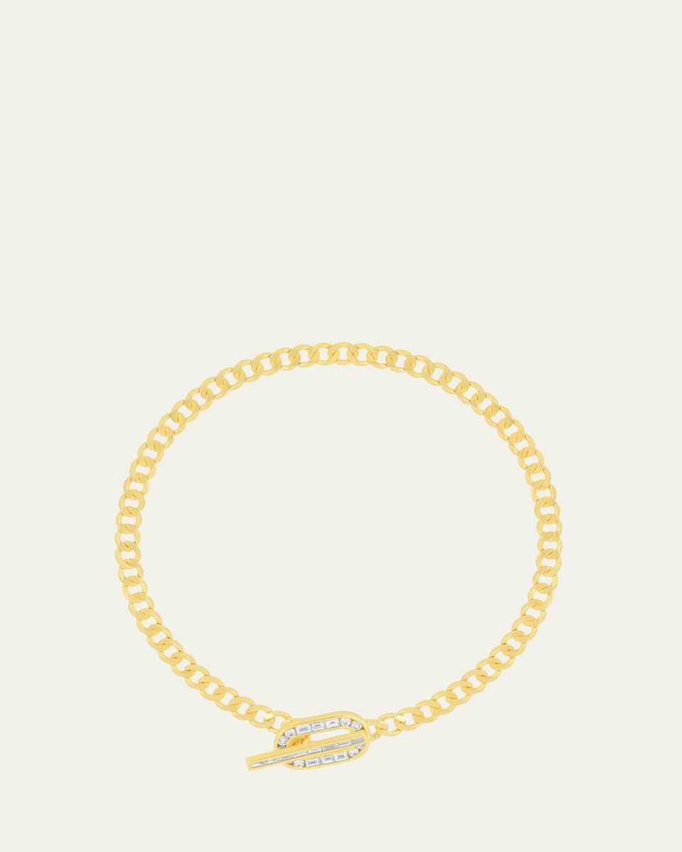 14K Yellow Gold Diamond Toggle Curb Chain Bracelet